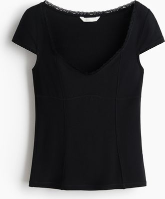 H&M Shirt mit Spitze - Schwarz