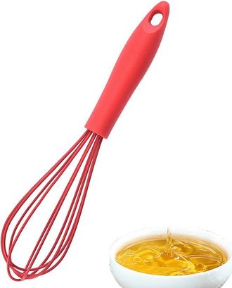 No Brand Batidor De Silicona - Utensilio De Cocina - Preparaci&oacute;n Del Desayuno - Material Resistente Al Calor - 26 Cm - Rojo