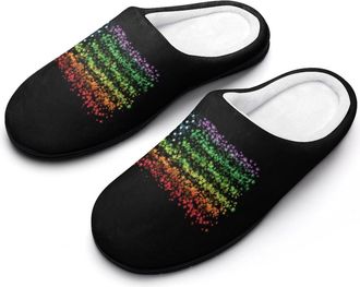 Generic USA Flag Weed Leaf Rainbow Mens Slippers Comfortable And Non-slip Cotton Slipper Shoe for House