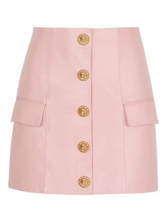Balmain button lambskin mini skirt - Pink