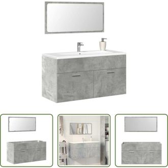 vidaXL vidaXL Mobile da bagno - Mobile da Bagno con Specchio Grigio Cemento Legno Multistrato