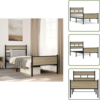 vidaXL The Living Store Giroletto senza Materasso Rovere Sonoma 107x200cm in Truciolato - Letto con struttura in metallo