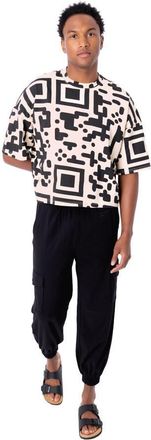 Dai Moda QR Code Cropped Boxed T-shirt in Black at Nordstrom, Size Large