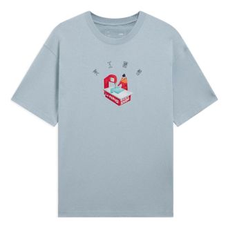 Li-Ning Cartoon Graphic Loose Fit T-shirt Blue AHSS333-6