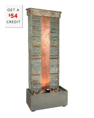 Sunnydaze Rippled Slate Indoor-Outdoor Water Fountain 48in Water Feature w/ LED with $54 Credit