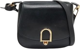 Michael Kors Pre-owned Cross Body Bags, female, Black, Size: ONE SIZE Pre-owned Delfina Flap Saddle Bag