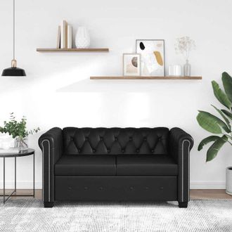 vidaXL Vidaxl - Divano Chesterfield a 2 Posti in Finta Pelle Nero