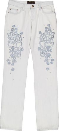 Roberto Cavalli Embroidered Stretch-Denim Jeans, Brand Size 44 ( US Size 10 )
