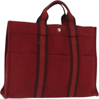 Herm&egrave;s Pre-owned Tote Bags, female, Red, Size: ONE SIZE Pre-owned Vintage Canvas Tote