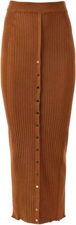 Paco Rabanne Bruine Maxi Gebreide Rok - Dames - Maxi Rokken - Bruin - S - Rokken