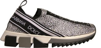 Dolce & Gabbana Silver Rhinestones Sorrento Sneakers Womens Shoes (Pre-Owned)