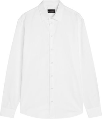 Emporio Armani Jacquard Cotton Shirt - White - XL