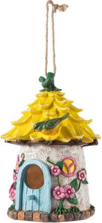 Glitzhome 9H Resin Colorful Roof Outdoor Garden Birdhouse in Yellow at Nordstrom, Size Medium