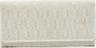 Aigner Off White Monogram Canvas And Leather Flap Continental Wallet