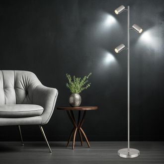 Globo Lighting Lampada da terra lampada da terra 3 luci lampada da terra orientabile lampada da terra soggiorno moderno argento, 3 fiamme, metallo, 3x GU10, LxPxH