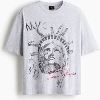 H&M T-Shirt in Oversized Fit - Grau