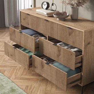 Vicco Cassettiera Per Camera Da Letto Eliza, Quercia Vichinga, 140 X 81 Cm Con 7 Cassetti