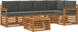 vidaXL Conjunto De Sof&aacute;s De Exterior 6 Uds. Natural Y Antracita Vidaxl