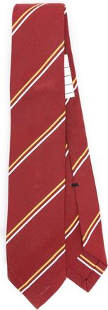 Thom Browne striped silk-blend tie - men - Silk/Cotton - One Size - Red
