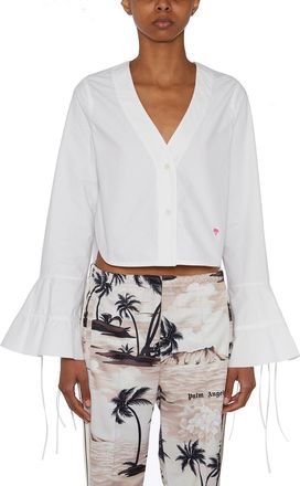 Palm Angels Womens Camicia In Cotone - White Cotton - Size EU 38 (Womens)