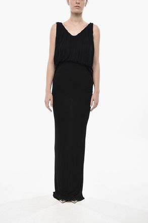 Saint Laurent Sheer Cupro Dress With Elastic Waist Saint Laurent