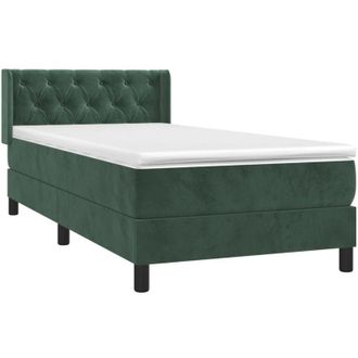 vidaXL Cama Box Spring Con Colch&oacute;n Terciopelo Verde Oscuro 80x200 Cm Vidaxl