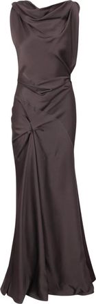 Victoria Beckham Strapless Crepe Maxi Jurk met Naaddetails - Dames - Jurken - Grijs - Maat: XS