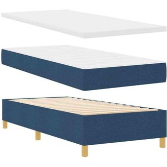 vidaXL Cama Tipo Box Spring Con Colch&oacute;n Azul 100 X 200 Cm Tela Vidaxl