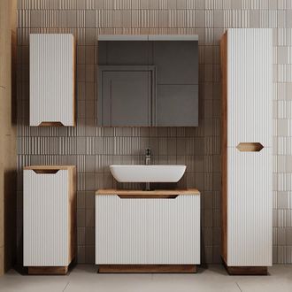 Vicco Juego De Muebles De Ba&ntilde;o Lotta, Roble/rayas Blancas, 5 Partes, Vicco