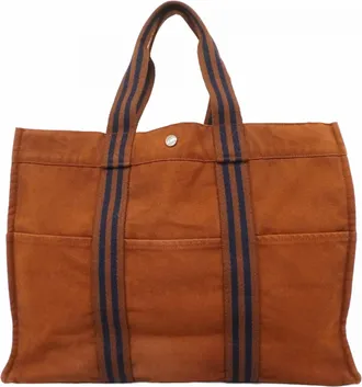 Herm&egrave;s Brown Canvas Tote Bag (Pre-Owned)