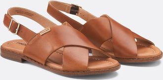Pikolinos Valencia leren platte slingback sandalen
