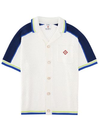 Casablanca Crochet Striped Ribbed Trim Shirt