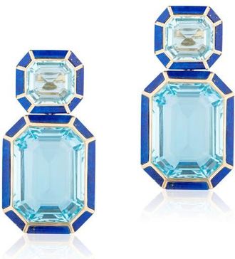 Goshwara M&eacute;lange Emerald-Cut Drop Earrings in Pale Blue at Nordstrom