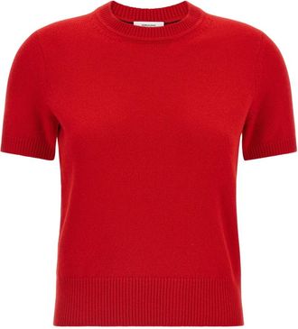 Ferragamo Gancini T-shirt - Dames - Ronde hals truien - Rood - XS - Kasjmier - Truien & Vesten