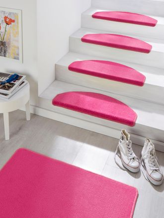 Hanse Home Stufenmatte »Fancy« halbrund 7 mm Höhe 15 Stück, Treppenmatten, Selbstklebend, Stufenteppich, Treppenstufen