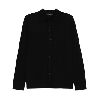 Zanone Cardigans, male, Black, Size: 2XL Black Shirts for Men