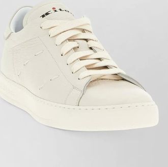 Kiton leather sneakers round toe flat sole