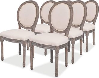 vidaXL Vidaxl - Sillas De Comedor 6 Unidades Tela Color Crema