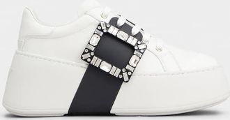 Roger Vivier Womens Viv Skate Sneaker High Sole White Leather - Size EU 39