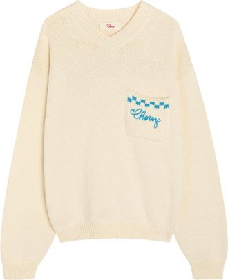 Cherry Los Angeles Motors Embroidered Knit Jumper - Cream - XL