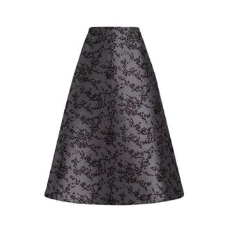 Alberta Ferretti Floral Mikado A-Line Midi Skirt - female - Alberta Ferretti - Midi Skirts - Multicolor - 2XL - Skirts