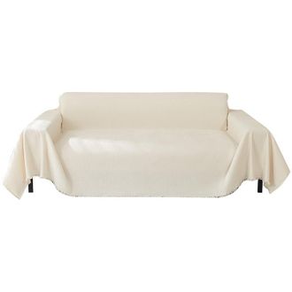 OEM Funda Para Sof&aacute; Esquinero, Funda Para Sof&aacute; De 2/3 Plazas, Funda De Sof&aacute; De Chenilla Blanca, Protector De Sof&aacute; Esquinero Con Borlas Decorativas, Blanco