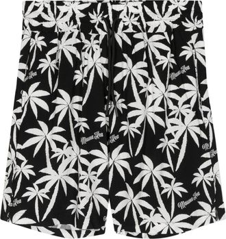 Mauna Kea palm tree-print drawstring track shorts - men - Viscose - S - Black