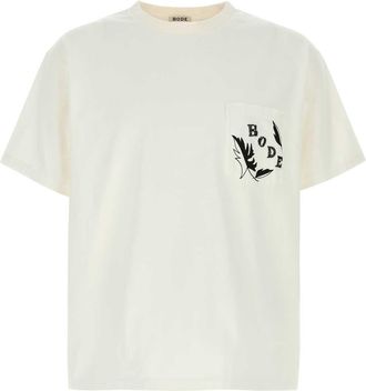 Bode White Cotton Oversize Leaf T Shirt