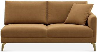 Castlery Lena Right Arm 2 Seater Sofa Customized, Caramel Performance Fleece, Brass Legs, Spill Resistant, Removable Covers for Sofas