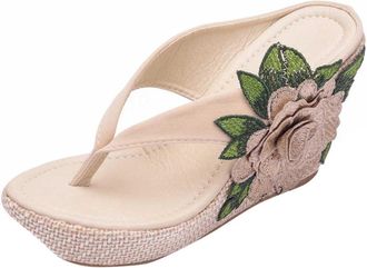 Generic Womens Mules with Heel Flip Flop, Womens Platform Toe Separator Sandals, Flowers Flip Flops, Non-Slip Slippers, Summer Slippers, Wedge Heel Summer Sho