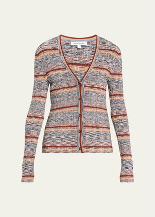 Veronica Beard Calliope Striped Rib-Knit Cardigan