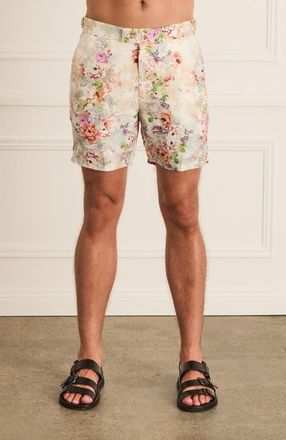 Aqua Blu Australia Tailored Louis Shorts in White Floral Print at Nordstrom, Size 36
