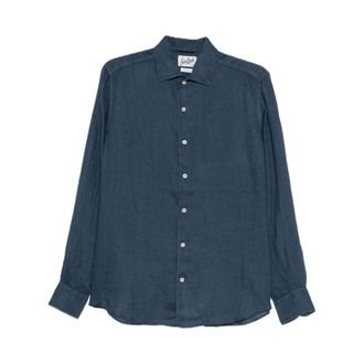 MC2 Saint Barth Raphael Linen Shirt - Heren - Casual Overhemden - Blauw - L - Linnen - Overhemden