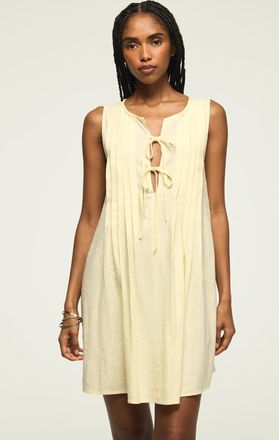 Lucky Brand Womens Pleated Tie Neck Mini Dress